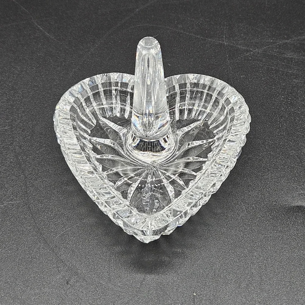 Marquis Waterford Crystal Heart Shaped Ring Jewelry Holder Trinket Dish Signed